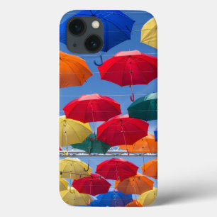 Colourful umbrellas in the sky blue orange red  iPhone 13 case