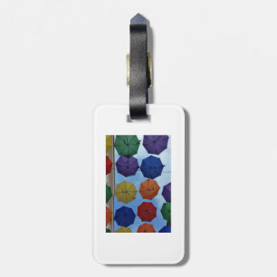 Colourful umbrellas luggage tag