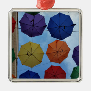 Colourful umbrellas metal ornament