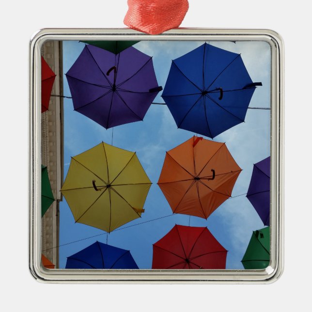 Colourful umbrellas metal ornament (Front)