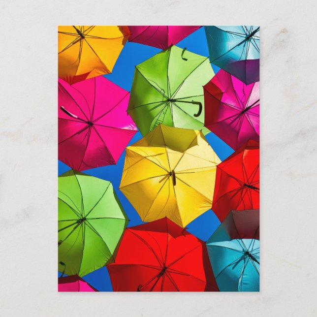 Colourful Umbrellas Photo Postcard (Front)