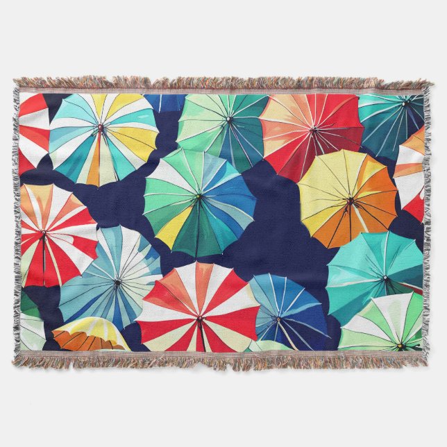 Colourful Umbrellas  Throw Blanket (Front)