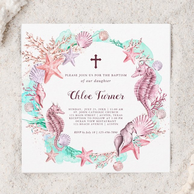 Colourful Under the Sea Baptism Invitation (Creator Uploaded)
