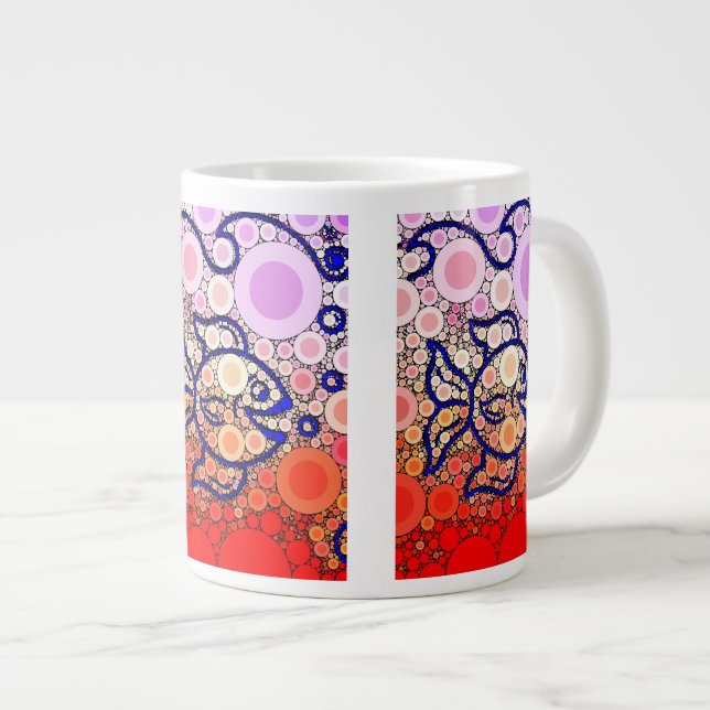Colourful Under the Sea Bubbly Fish Swimming Mosai Large Coffee Mug (Front Right)