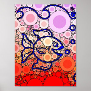 Colourful Under the Sea Bubbly Fish Swimming Poster