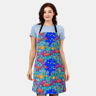 Colourful Underwater Coral Reef Seamless Pattern Apron