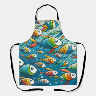 Colourful underwater fish art apron