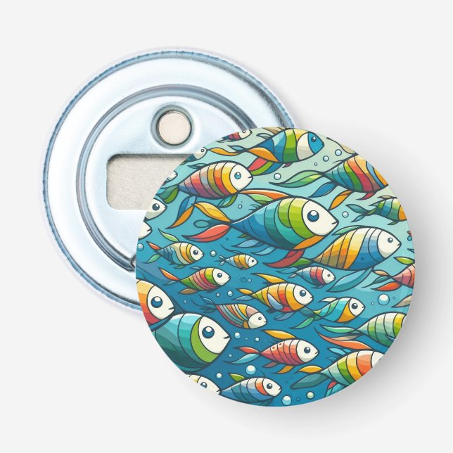 Colourful underwater fish art bottle opener (Front)