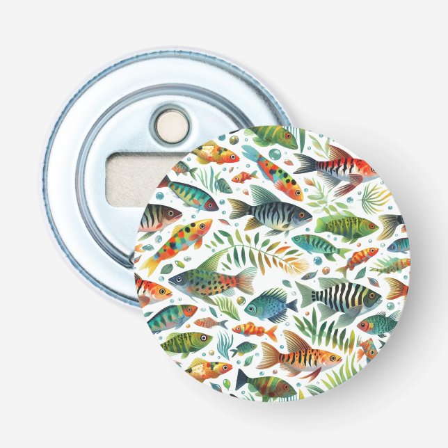 Colourful underwater fish art bottle opener (Front)