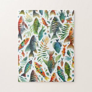 Colourful underwater fish art jigsaw puzzle