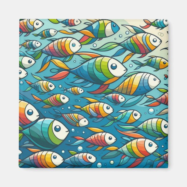Colourful underwater fish art magnet (Front)