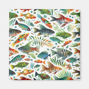 Colourful underwater fish art magnet