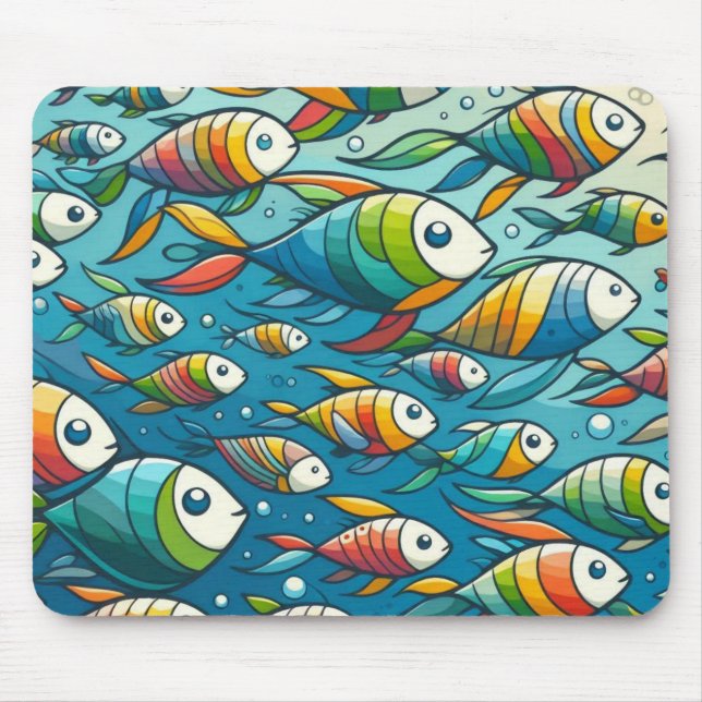 Colourful underwater fish art mouse pad (Front)