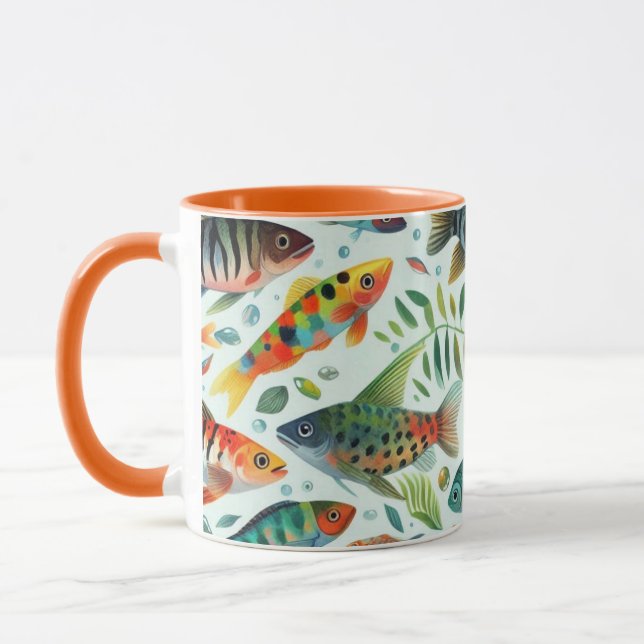 Colourful underwater fish art mug (Left)