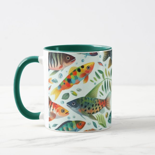 Colourful underwater fish art mug (Left)