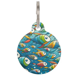 Colourful underwater fish art pet tag