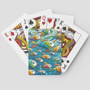 Colourful underwater fish art playing cards