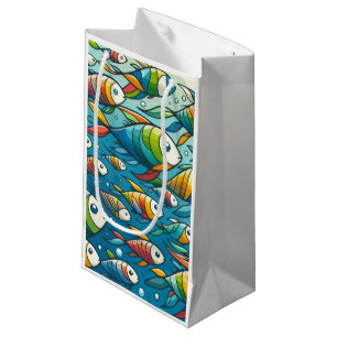 Colourful underwater fish art small gift bag