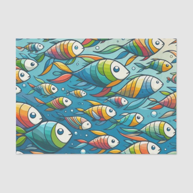 Colourful underwater fish art tissue paper (Front)