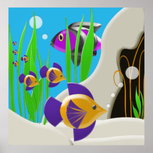 Colourful Underwater Fish Poster Wall Art