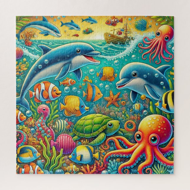 Colourful Underwater Scene Featuring Marine Life Jigsaw Puzzle (Vertical)