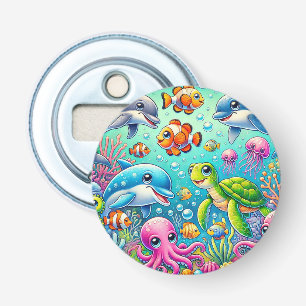 Colourful Underwater Scene Featuring Playful Sea Bottle Opener