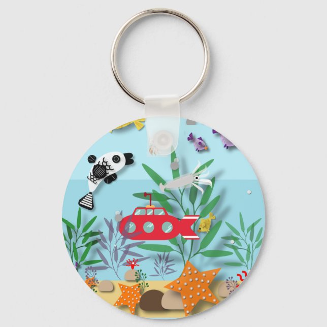 Colourful Underwater Scene  Key Ring (Front)