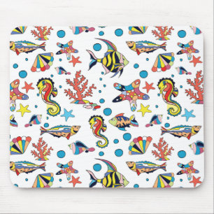 Colourful Underwater Sea Life Pattern Mouse Pad