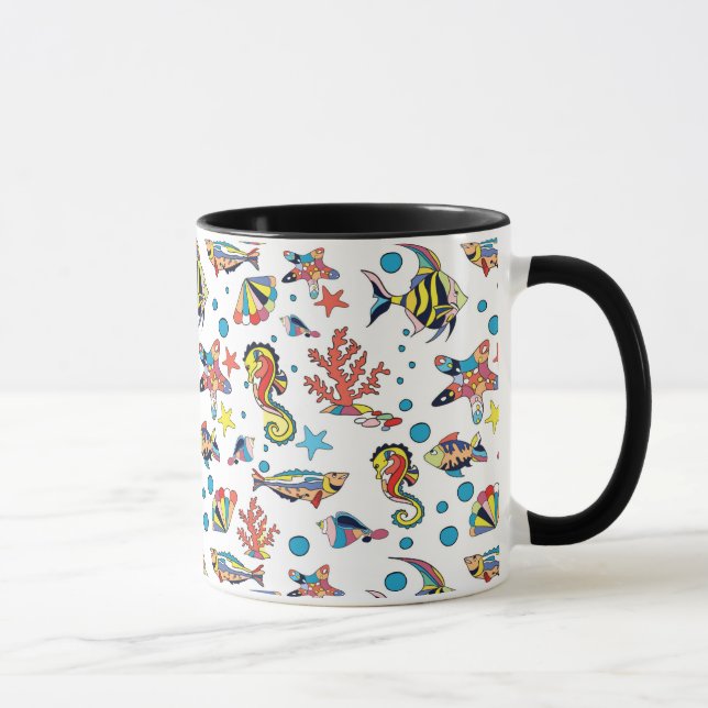 Colourful Underwater Sea Life Pattern Mug (Right)