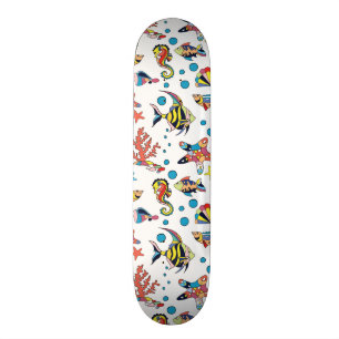 Colourful Underwater Sea Life Pattern Skateboard