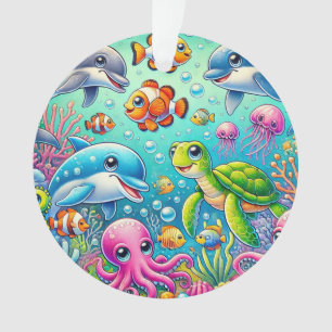 Colourful Underwater Sea Life Scene 🌊🐠✨ Ornament