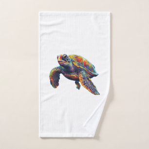 Colourful underwater sea turtle dreamlike beautifu hand towel