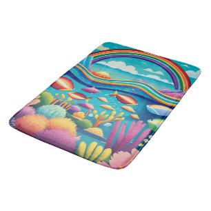 Colourful Underwater Under the Rainbow Bath Mat