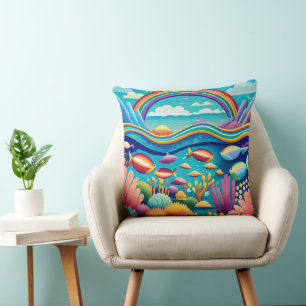 Colourful Underwater Under the Rainbow Cushion
