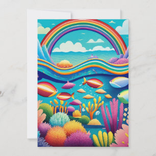Colourful Underwater Under the Rainbow Holiday Card