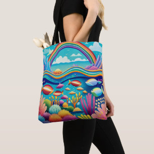 Colourful Underwater Under the Rainbow Tote Bag