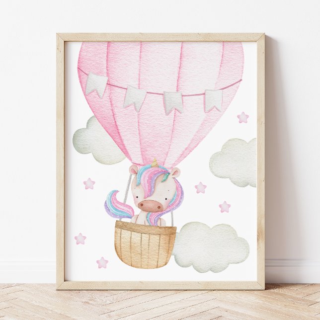Colourful Unicorn, Air Balloon, Stars, Girl Nurser Poster (Creator Uploaded)