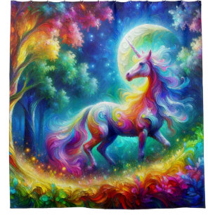 Colourful Unicorn Artwork Shower Curtain