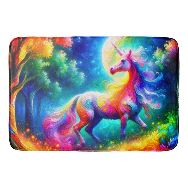 Colourful Unicorn Bath Mat (Front)