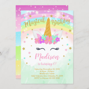 Colourful Unicorn Birthday Invitation