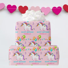 Colourful Unicorn Birthday Personalise Name & Age