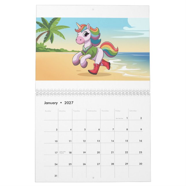 Colourful Unicorn Collection Calendar (Jan 2027)