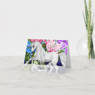 Colourful Unicorn, Floral and Butterfly Thank You  Card