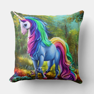 Colourful Unicorn Horse in The Forest-46567 Cushion