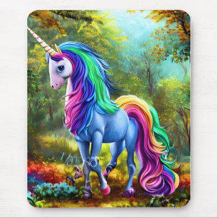 Colourful Unicorn Horse in The Forest-46567 Mouse Pad