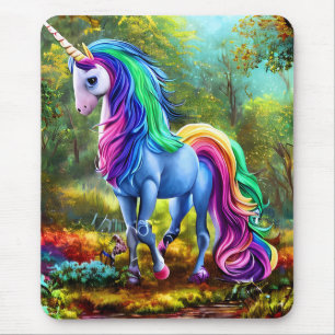 Colourful Unicorn Horse in The Forest-46567 Mouse Pad