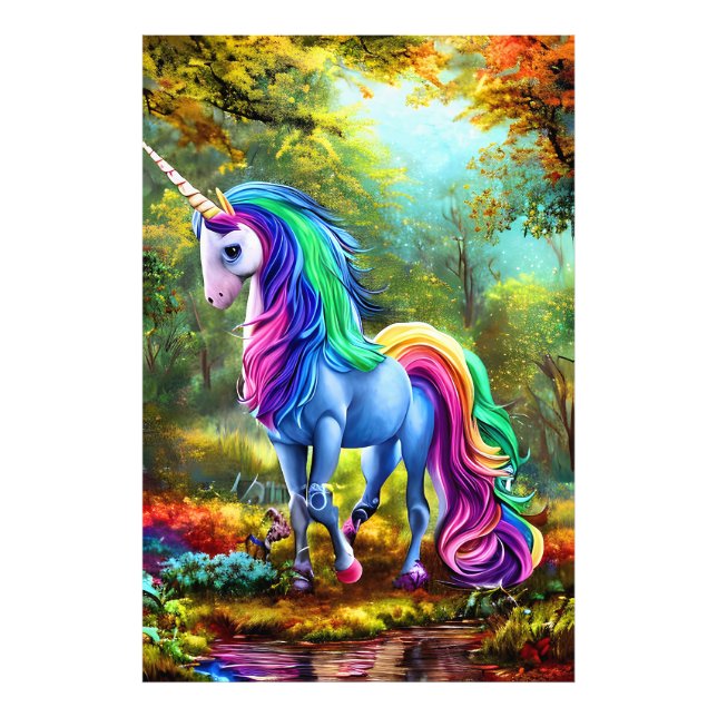 Colourful Unicorn Horse in The Forest-46567 Photo Print (Front)
