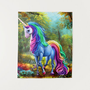 Colourful Unicorn Horse in The Forest-46567 Tapestry