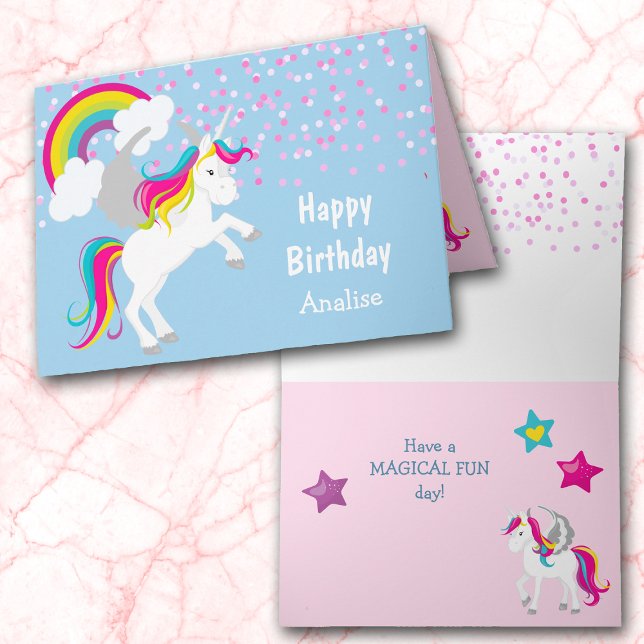 Colourful Unicorn Kids Birthday Card (Creator Uploaded)