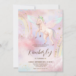 Colourful Unicorn Kids Birthday Invitation